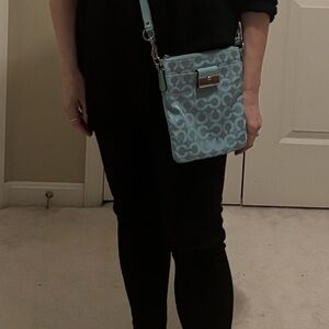 COACH Vintage Patterned Turquise Crossbody Bag